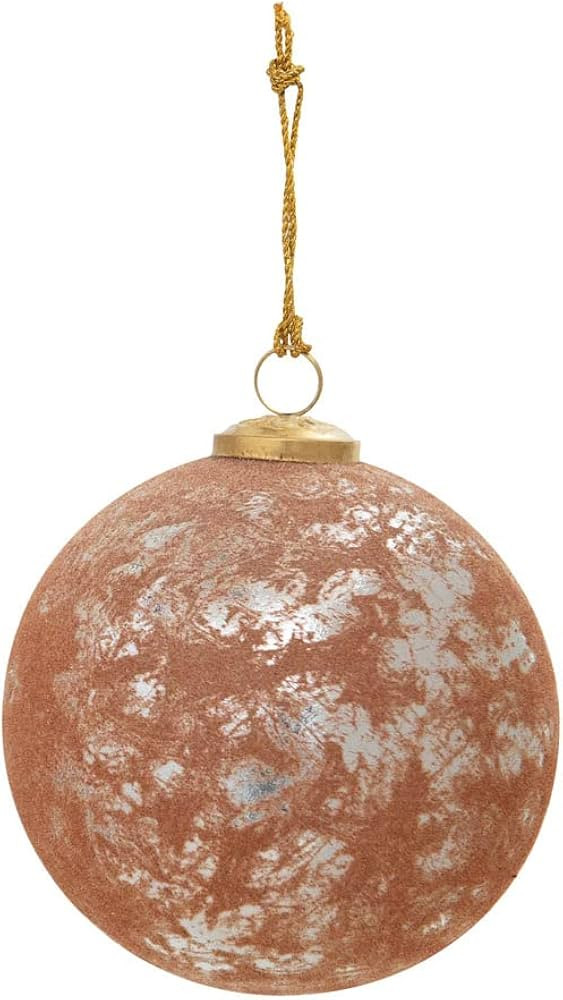 Creative Co-Op Flocked Mercury Glass Ball Ornament, Rose and Silver | Amazon (CA)