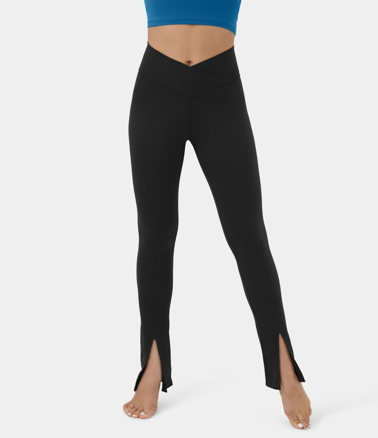 Women's Cloudful™ Crossover Back Waistband Pocket Split Hem Yoga Leggings - HALARA | HALARA