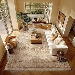 Washable 8x10 Area Rugs for Living Room, Boho Non-Slip Vintage Distress Large Rugs for Bedroom Di... | Amazon (US)