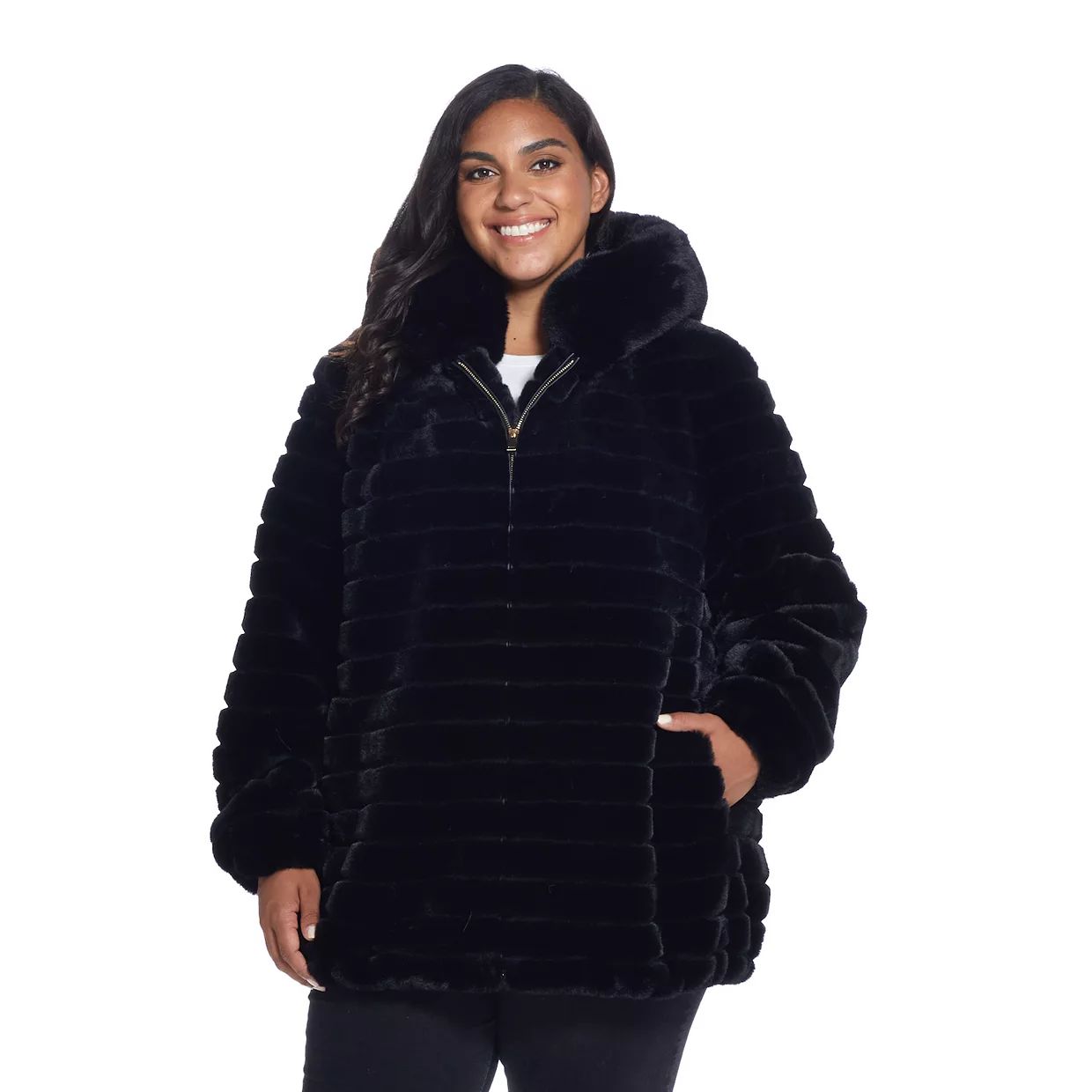Plus Size Gallery Hooded Faux-Fur Jacket | Kohl's