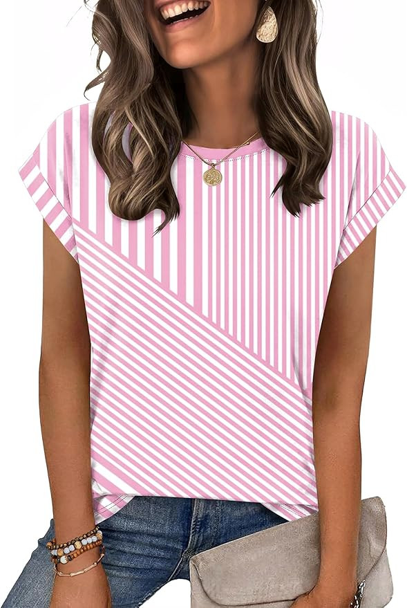 Zeagoo Womens Tops Summer Casual Cap Sleeve Tshirts Shirts Business Dressy Spring Fashion Outfits... | Amazon (US)