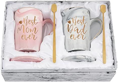 Gift for Mom Dad - Best Mom Dad Ever Coffee Mug - Mother's Father's Day Gift for Parents from Dau... | Amazon (US)