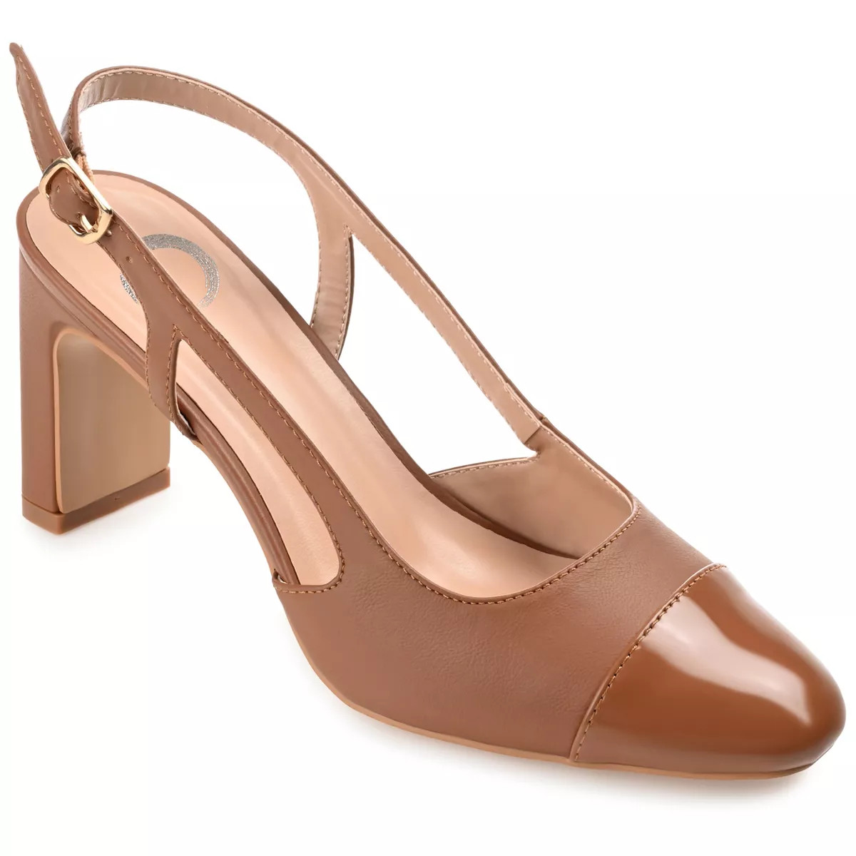 Journee Collection Women's Reignn Sling Back Mid Block Heel Almond Toe Pumps | Target