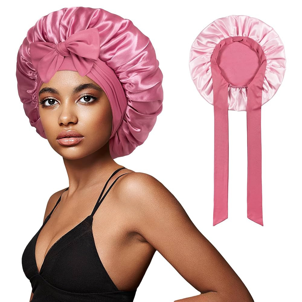 vidsel Bonnet with Tie Band, Satin Silk Hair Bonnet for Sleeping Women, Silky Sleep Bonnets for W... | Amazon (US)
