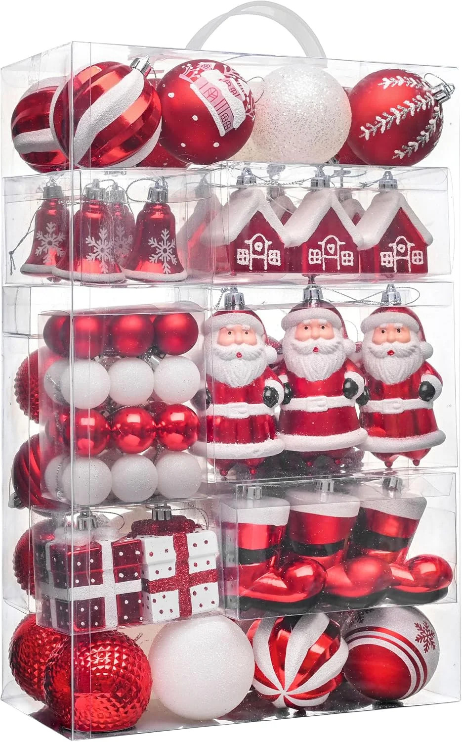 Christmas Ornaments Set, 120ct Red and White Shatterproof Christmas Tree Decorations Set, Traditi... | Walmart (US)