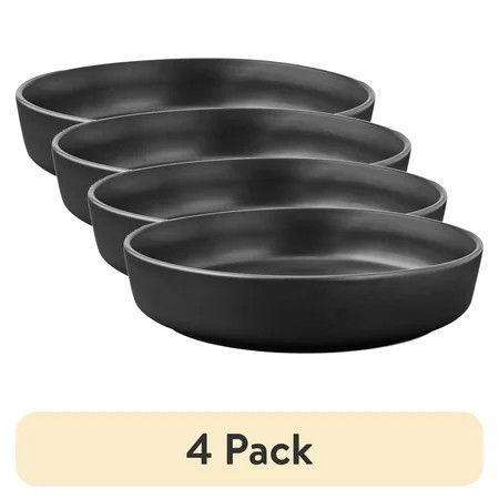 (4 pack) Mainstays Alessandra Matte Black Stoneware Dinner Bowl | Walmart (US)