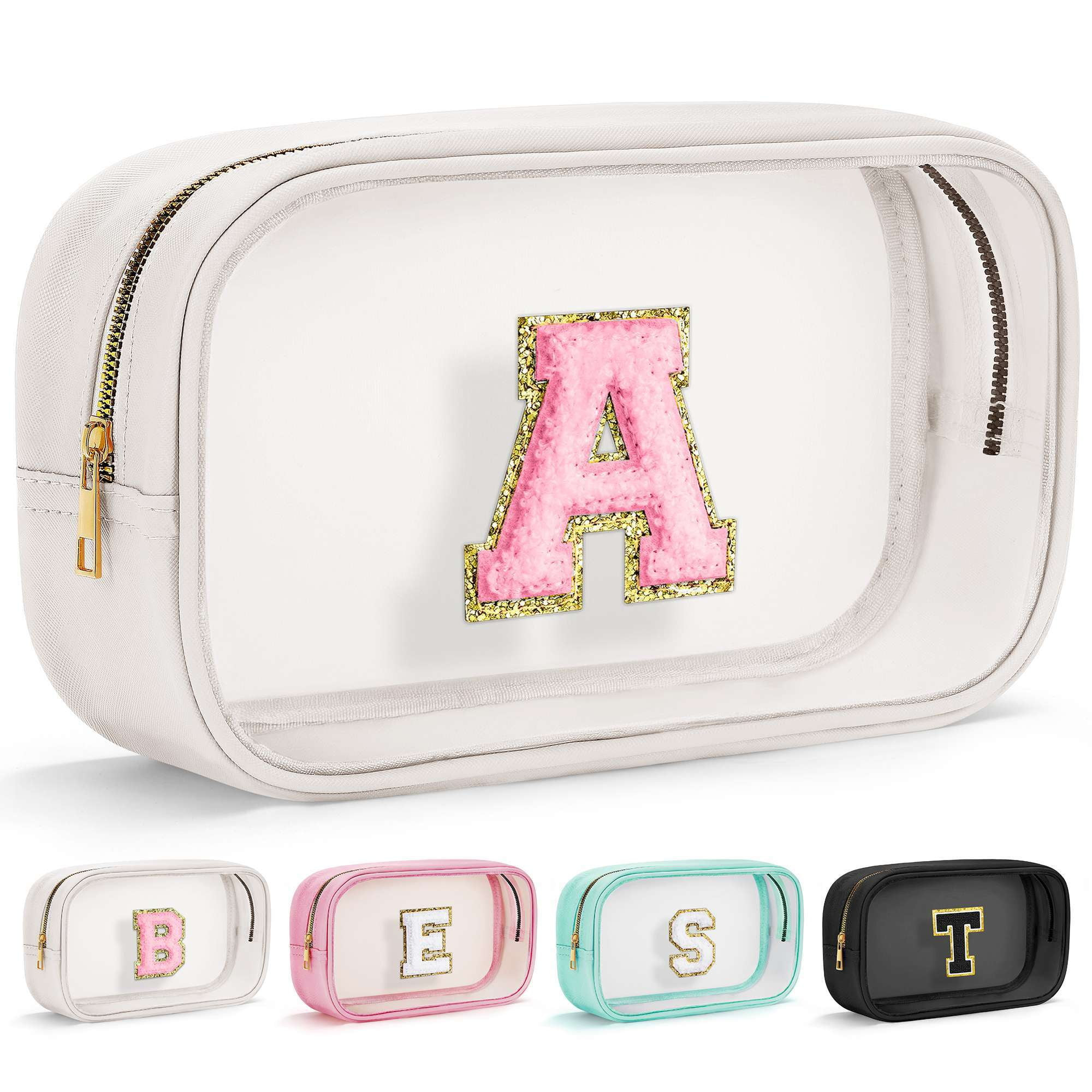 YOOLIFE Initial Make Up Bag Travel Toiletry Bag, Clear Makeup Bag Preppy Cosmetic Bags Organizer ... | Walmart (US)