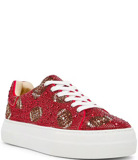 Blue by Betsey Johnson Sidny Football Print Rhinestone Platform Sneakers | Dillard's