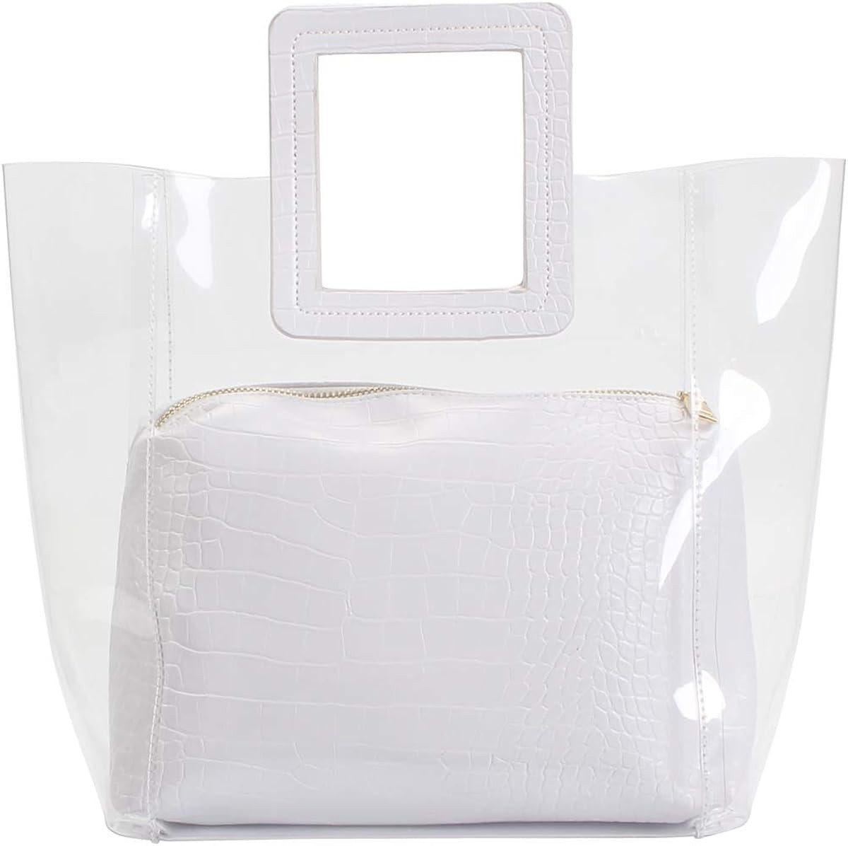 Poxas Womens Transparent Shoulder Bags Clear Tote PVC Handbag Jelly Purse Waterproof Bag | Amazon (US)