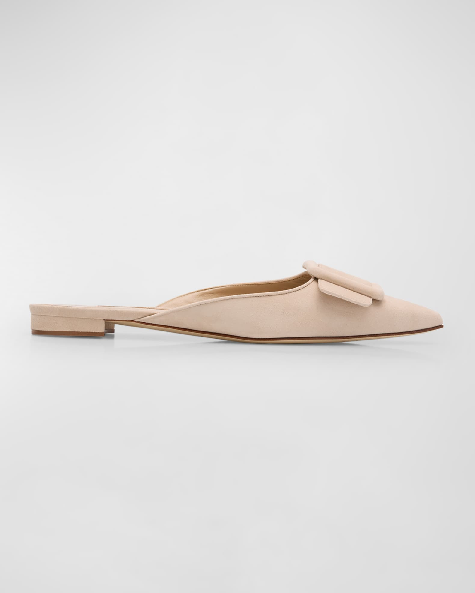 Maysale Suede Buckle Ballerina Mules | Neiman Marcus