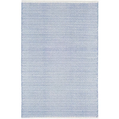 Annie Selke - Dash & Albert Herringbone Swedish Blue Handwoven Cotton Rug, 5x8, Swedish Blue | Target