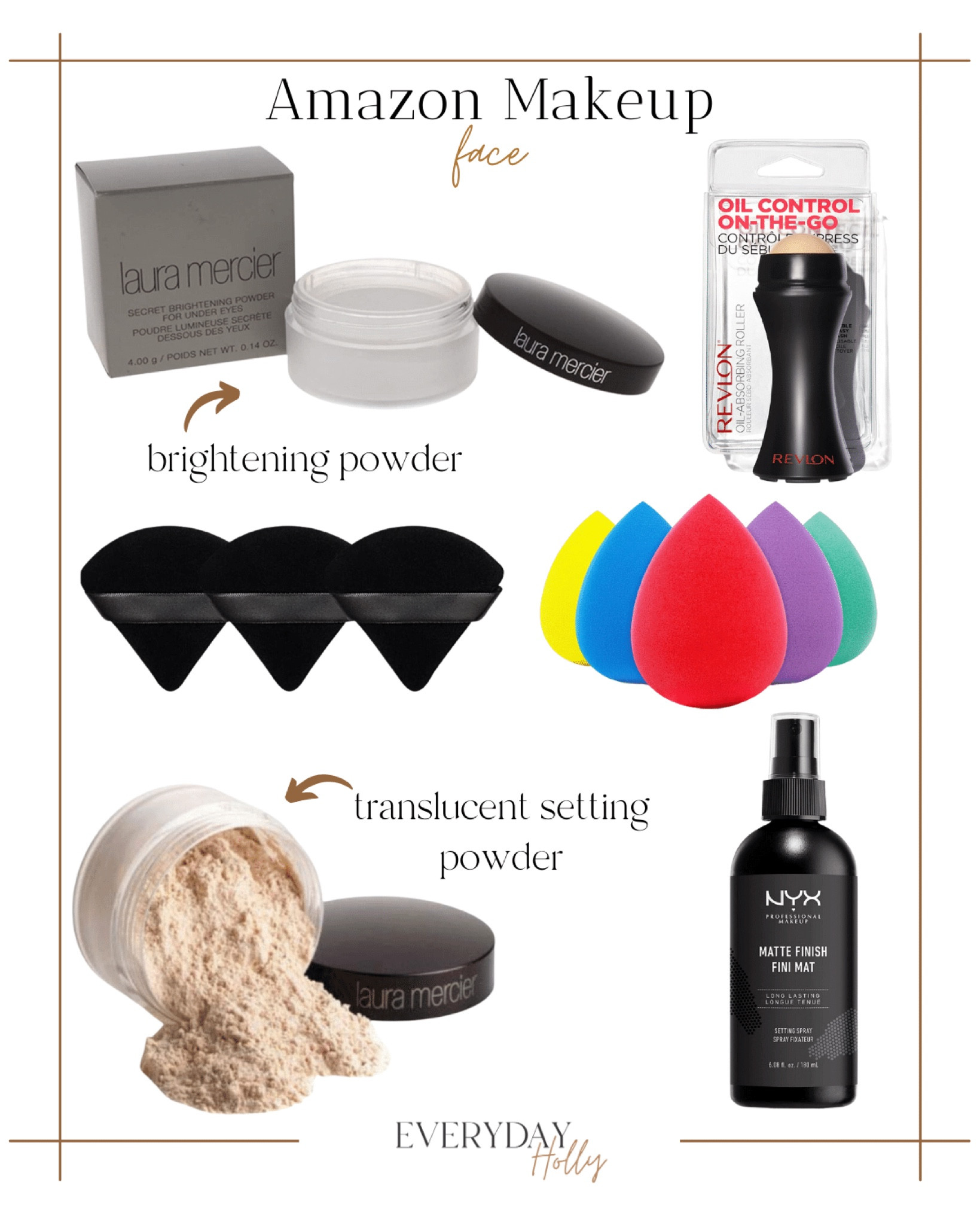 Amazon Makeup | Face 
My go-to face products from Amazon! 

Amazon | amazon beauty | makeup | makeup essentials | powder puffs | setting spray | setting powders | makeup favorites

#LTKbeauty #LTKunder50