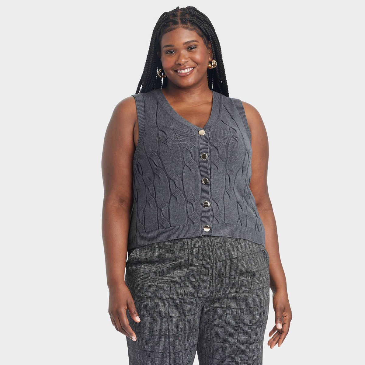 Women's Cabled Button-Down Vest - A New Day™ | Target