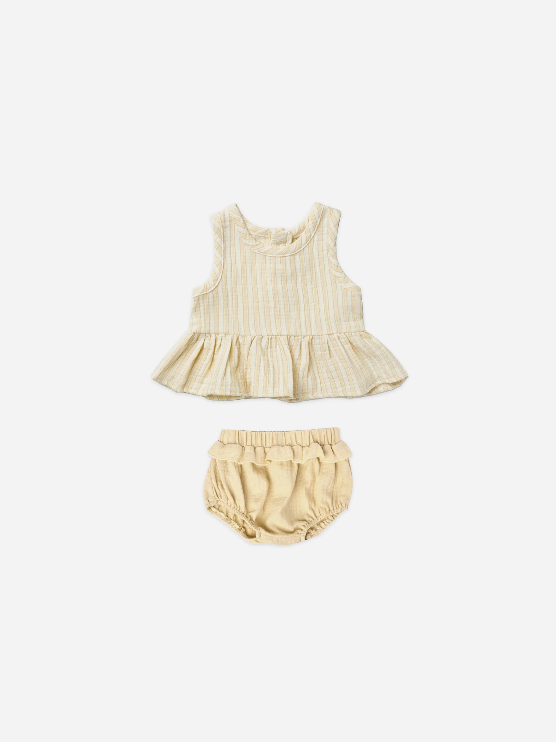 sleeveless peplum set | vintage stripe | Quincy Mae