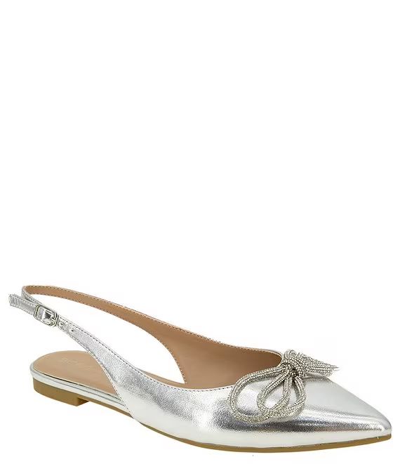 Kristin Metallic Crystal Bow Sling Flats | Dillard's