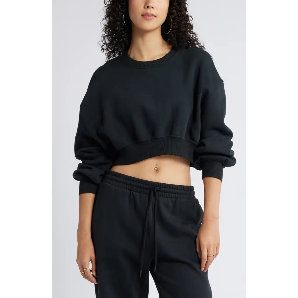BP. Crop Sweatshirt in Black Jet at Nordstrom, Size Small | Nordstrom