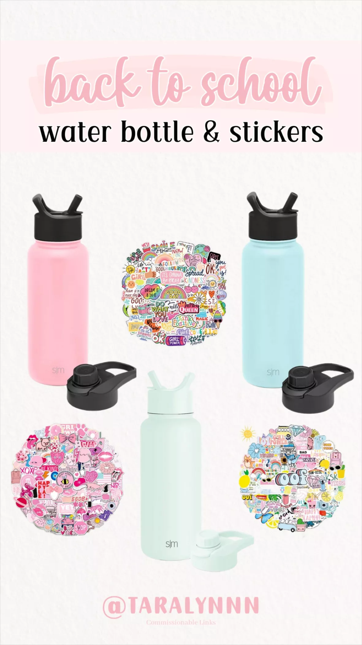 100 PCS Preppy Stickers Pink Stickers Pack, Aesthetic Stickers Water  Bottle,Smile Stickers,Vinyl Waterproof Stickers 