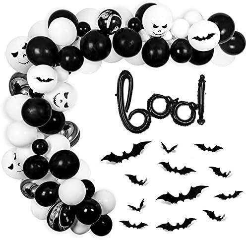 JOYYPOP Halloween Balloon Garland Arch Kit 117 Pack, Boo Foil Balloons and Black White Latex Ball... | Amazon (US)