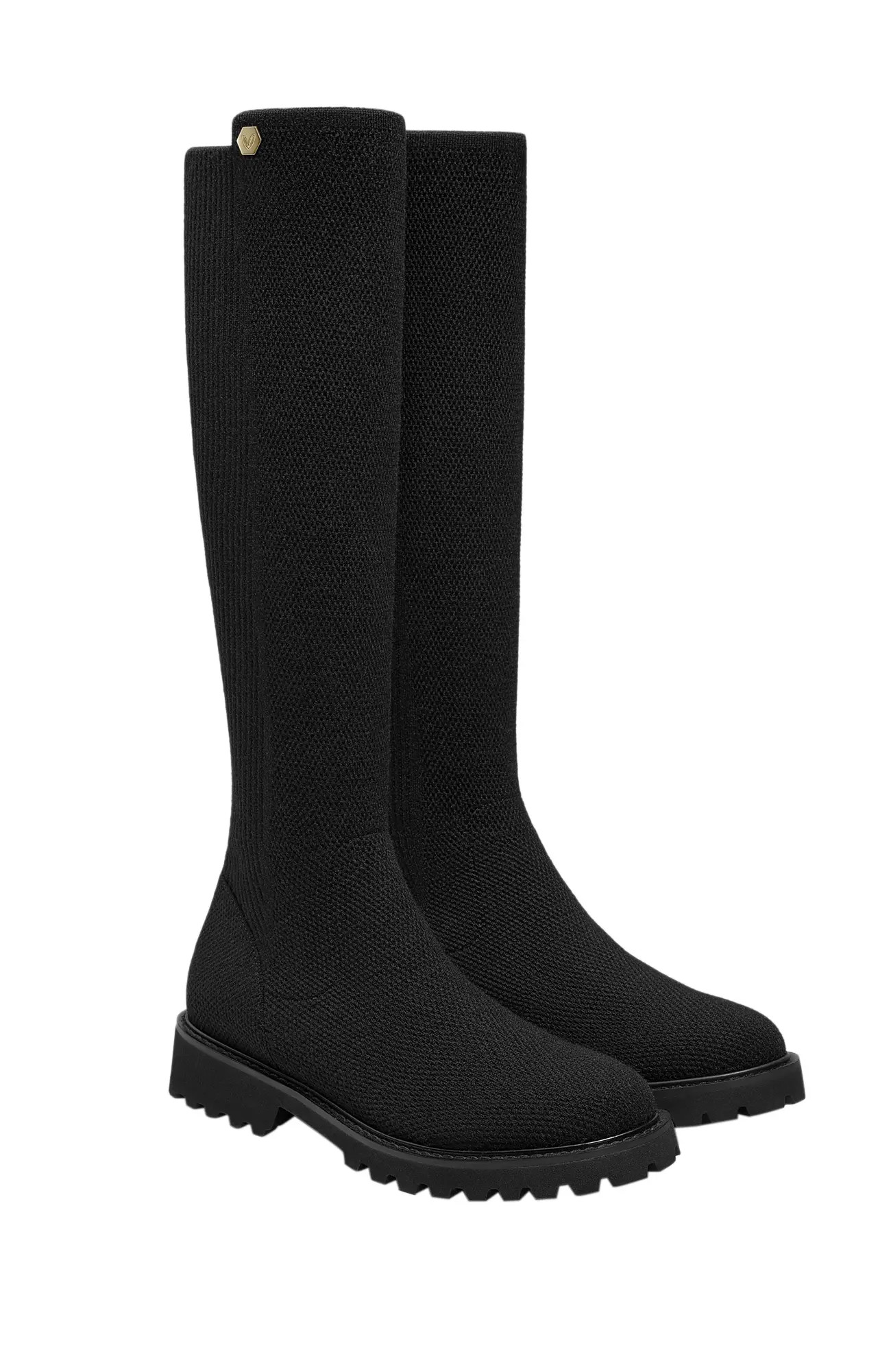 VIVAIA Round-Toe Stretchy Wool Knee-High Boots in Black at Nordstrom, Size 8 | Nordstrom