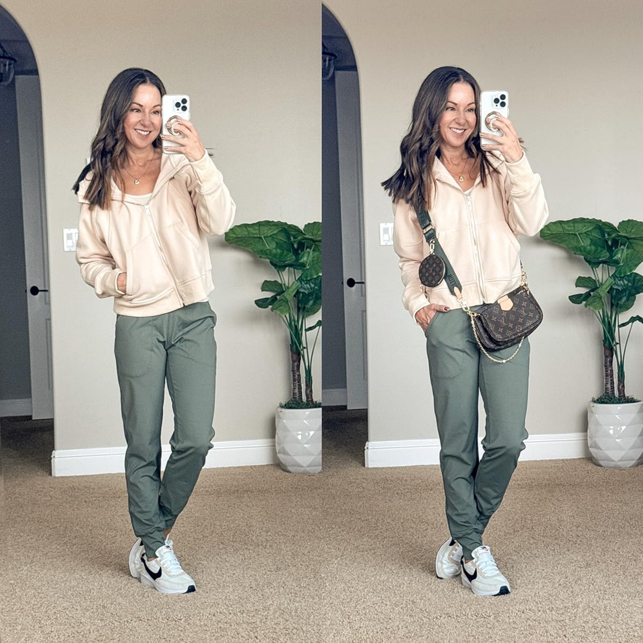 One of my latest and favorite athleisure styles!

Wearing a size XS tank top, S hoodie, XS joggers - all TTS! Go up 1/2 size for sneakers

Fall  Fall outfits  Athleisure  Fall fashion  Fashion  Workout wear  Hoodie  Joggers  Neutral  Sneakers  Purse  Athletic  Sports  Casual outfit

#LTKSeasonal #LTKstyletip #LTKfitness
