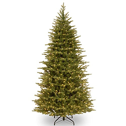 National Tree Company Pre-Lit 'Feel Real' Artificial Slim Christmas Tree, Green, Nordic Spruce, Dual Color LED Lights, Includes Stand, 7.5 feet | Amazon (US)