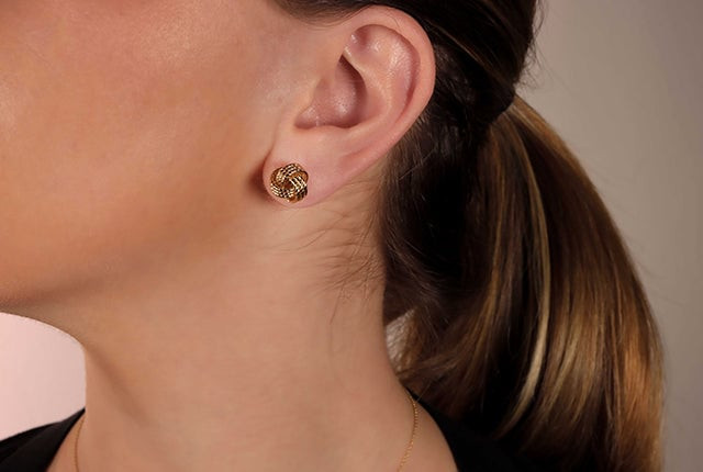 14kt Yellow Gold Love Knot Earring Studs | Ritani