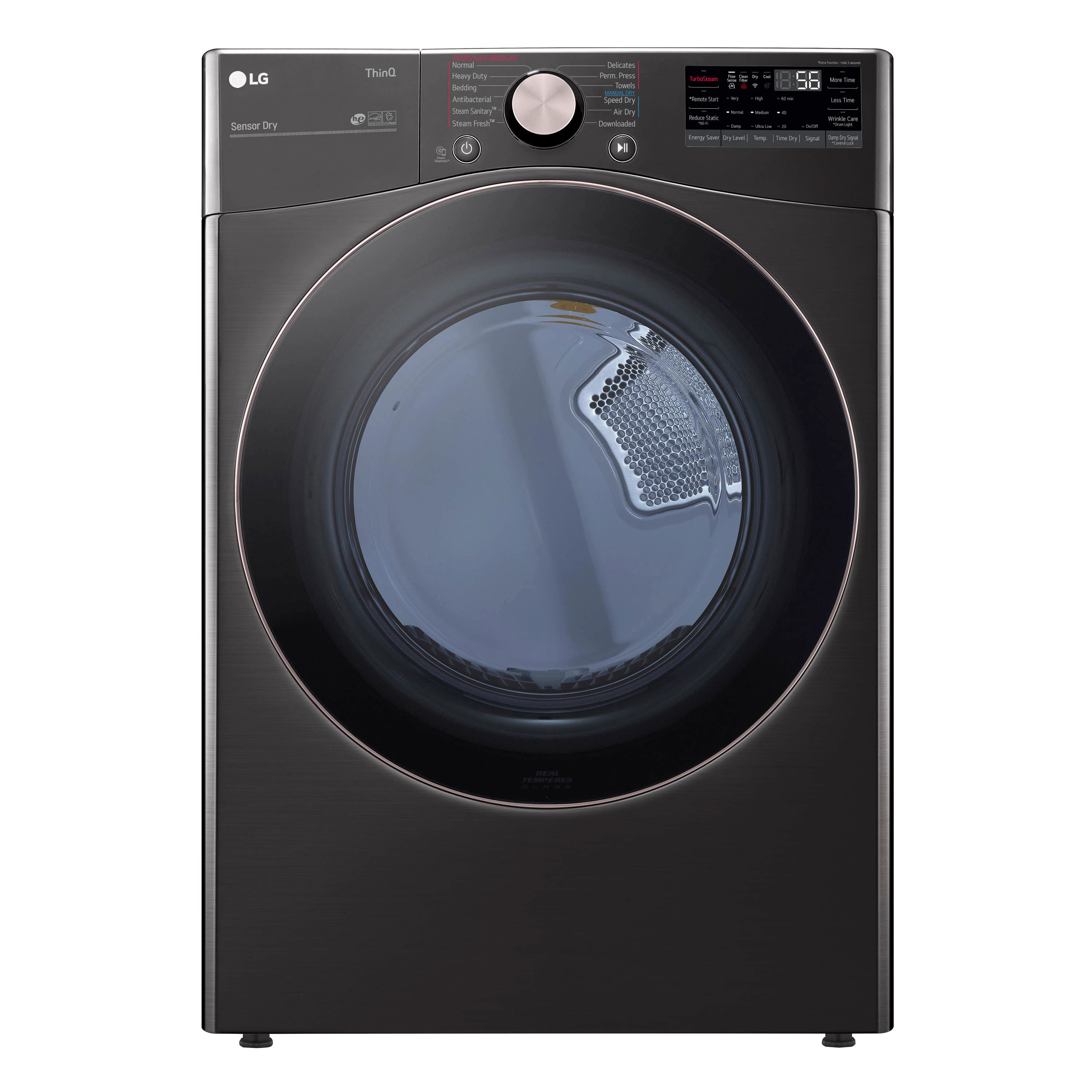 LG True Steam 7.4-cu ft Stackable Vented Electric Dryer with Steam Cycle ( Black Steel ) | DLEX4000B | Lowe's
