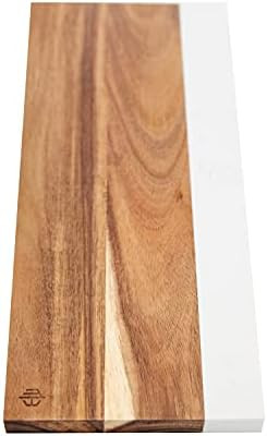 Acacia Wood and Marble Modern Cheeseboard (Acacia Wood and Faux Carrara Marble) Charcuterie Platt... | Amazon (US)