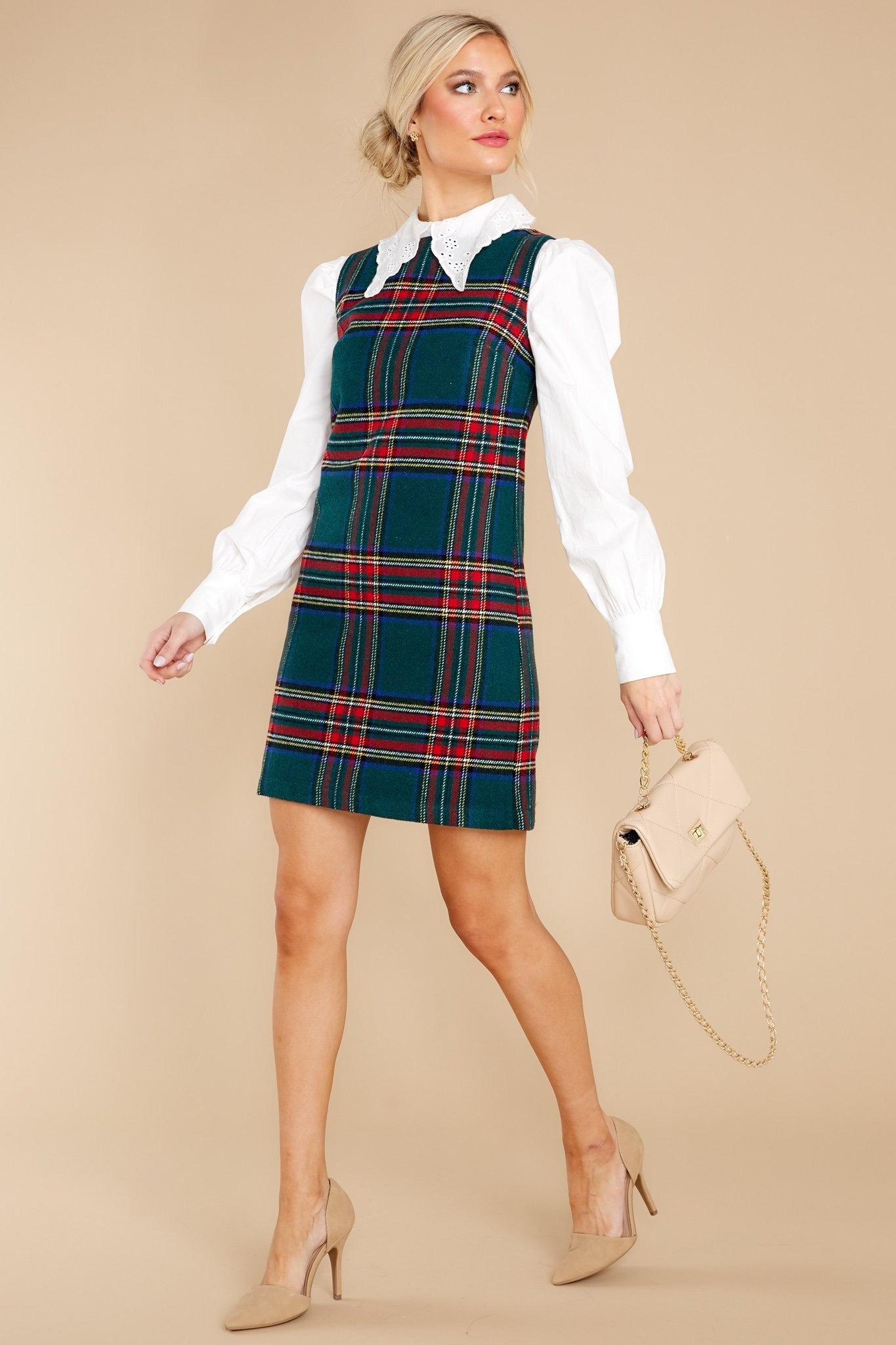 Sentimental Feeling Green Plaid Dress | Red Dress 