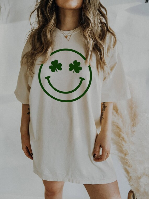 Comfort Colors Clover Shamrock Smile St. Patrick's Day | Etsy | Etsy (US)