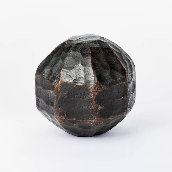 5" x 5" Decorative Chiseled Wood Sphere Figurine Black - Threshold™ designed with S... | Target