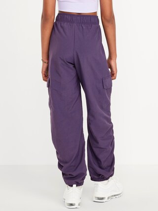 High-Waisted Side Ruched Cargo Parachute Joggers for Girls | Old Navy (CA)