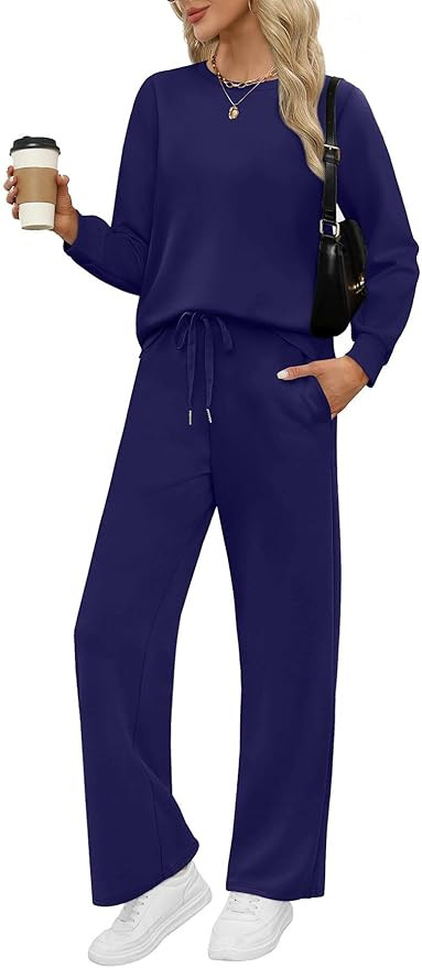 WIHOLL Lounge Sets for Women 2 Piece Travel Vacation Outfits Fall Sweatsuit Tracksuit | Amazon (US)