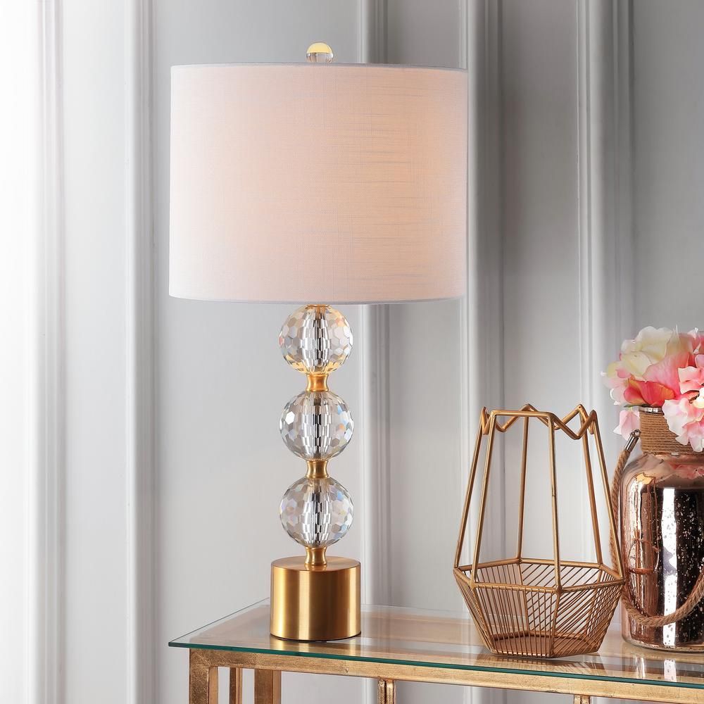 JONATHAN Y Ashley 25.25 in. Crystal Table Lamp, Clear/Brass | The Home Depot