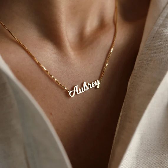 Custom Name Necklace With Box Chain in Gold Silver Rose Gold | Etsy | Etsy (US)