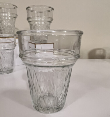 Libbey Vintage Set of (4) Ice Cream Cone Shaped Serving Cup Dishes Clear Glass | eBay | eBay US
