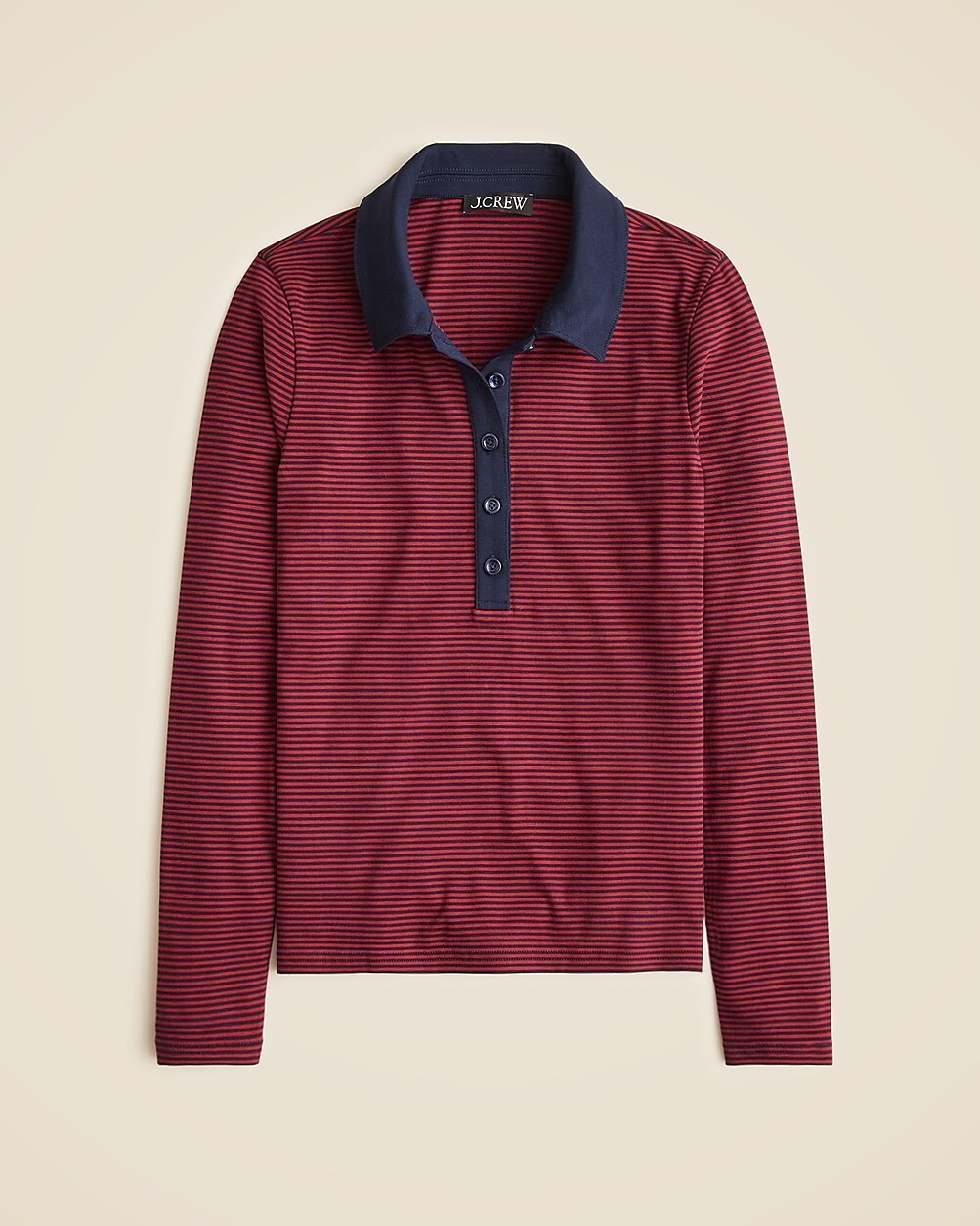 Refined rib long-sleeve polo shirt in stripe | J. Crew US