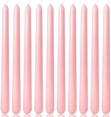 D'light Online 12" Elegant Unscented Pink Taper Candles Premium Quality Candles Hand-Dipped Taper... | Amazon (US)