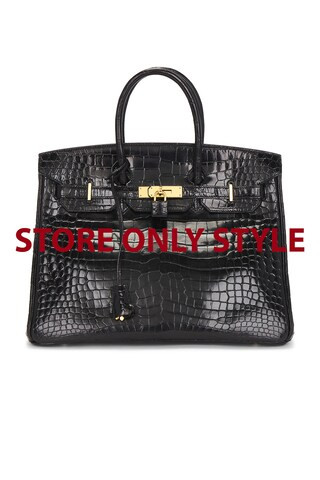 hermes Hermes Shiny Porosus Crocodile Birkin 35 Handbag in Noir - Black. Size all. | FWRD 