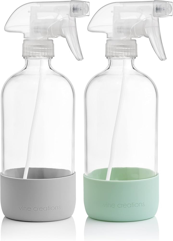 Vine Creations Glass Spray Bottles for Cleaning Solutions, Clear Glass Spray Bottle with Silicone... | Amazon (US)