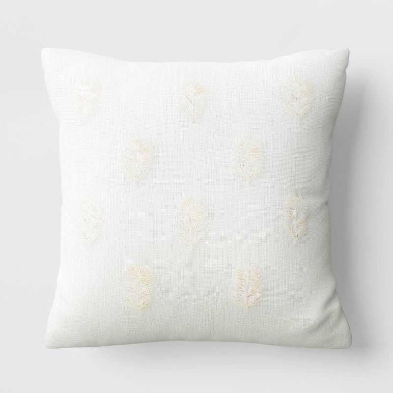 Embroidered Floral Square Throw Pillow - Threshold™ | Target