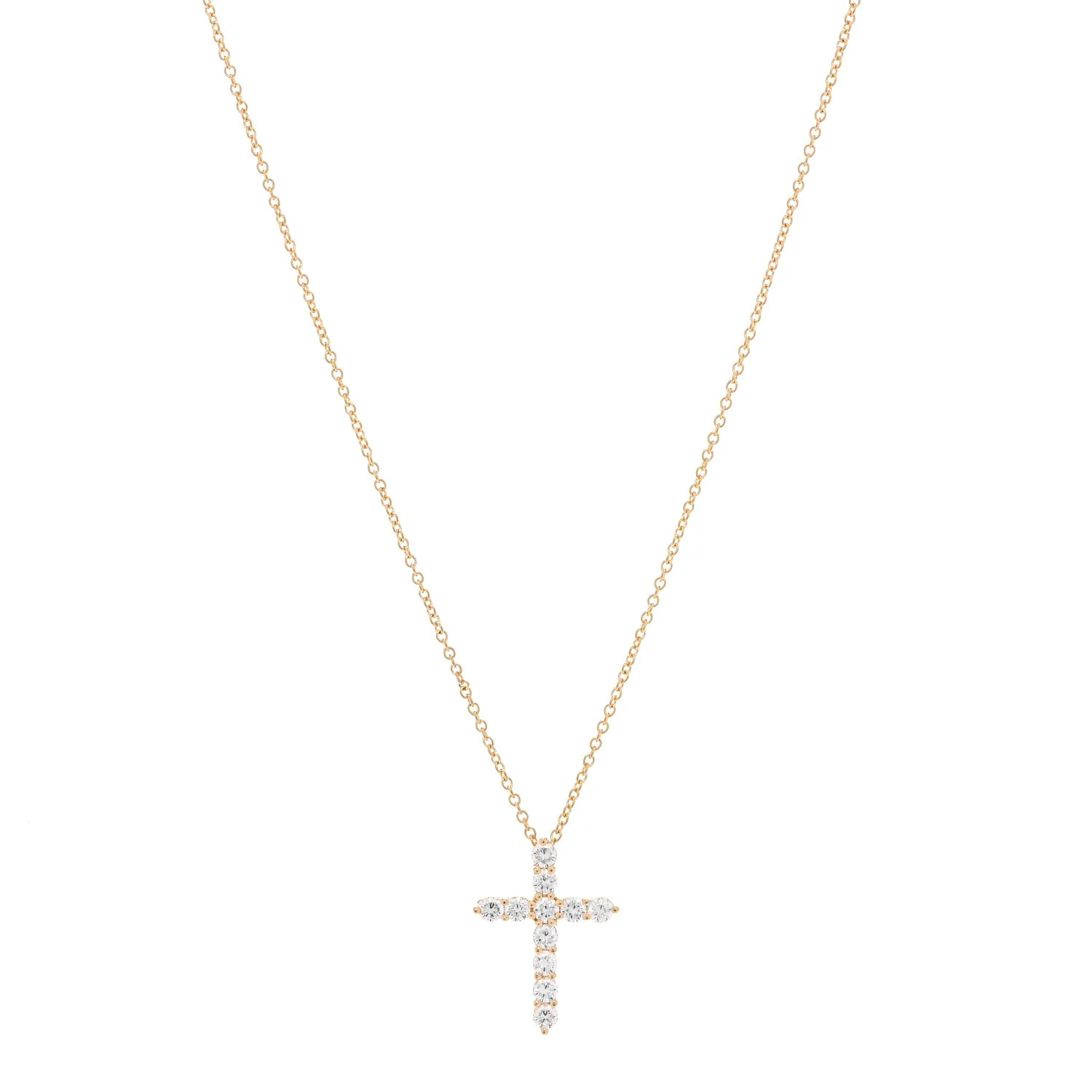 TIFFANY 18K Yellow Gold Diamond Small Cross Pendant Necklace | FASHIONPHILE | Fashionphile