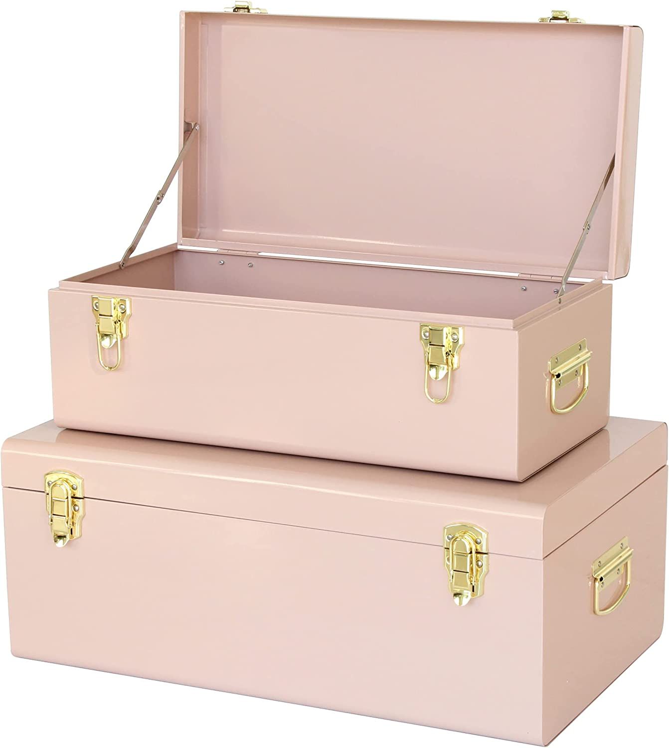 Vixdonos Metal Trunks College Dorm Steel Chests Decorative Storage Box Set of 2 Toy Organizer for... | Amazon (US)