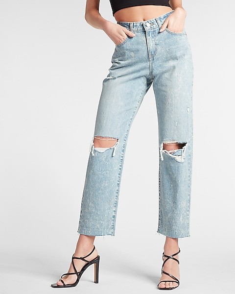 Conscious Edit Mid Rise Light Wash Ripped Boyfriend Jeans | Express