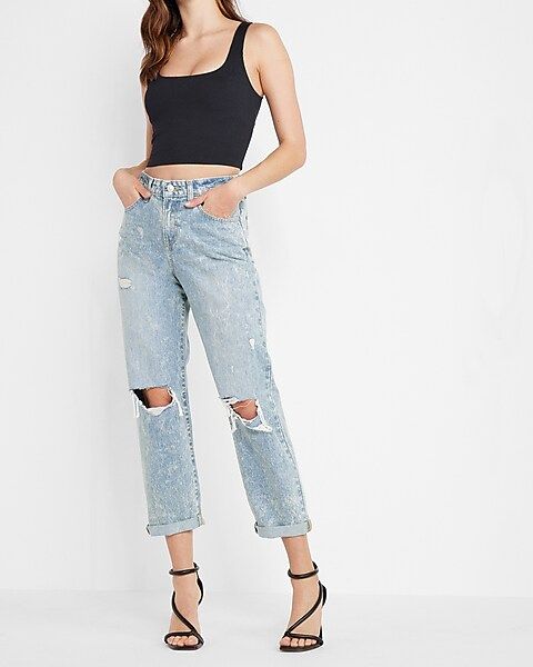 Conscious Edit Mid Rise Light Wash Ripped Boyfriend Jeans | Express