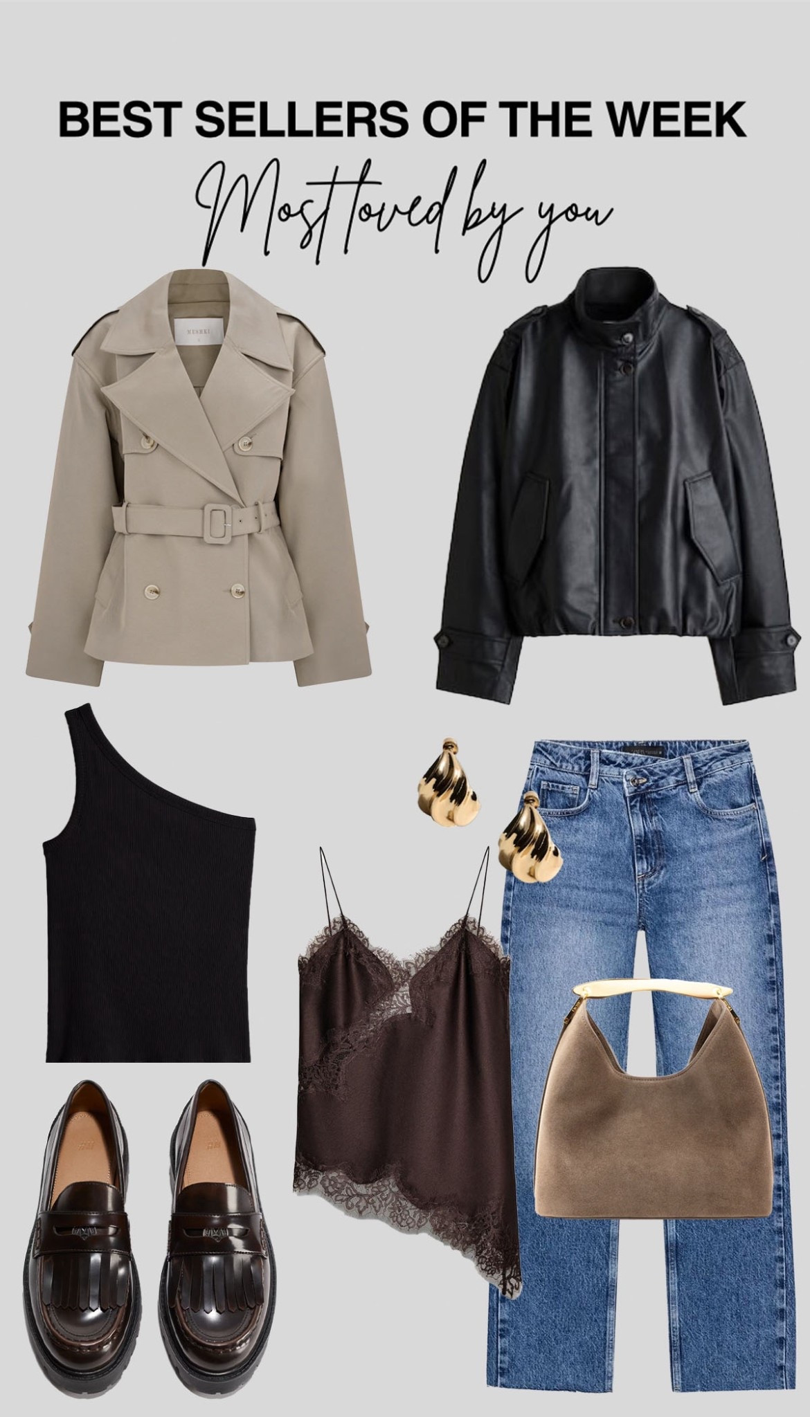 Best sellers of the week ❤️‍🔥

#trenchcoat #jeans #loafers #leather jacket

#LTKSeasonal #LTKootd #LTKgrwm