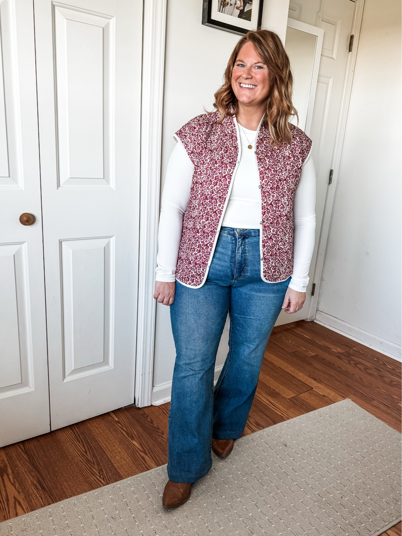 Fall outfit idea - flare jeans and a quilted vest. Many of mine are sold out so linking similar.  

#LTKMidsize #LTKSeasonal #LTKPetite
