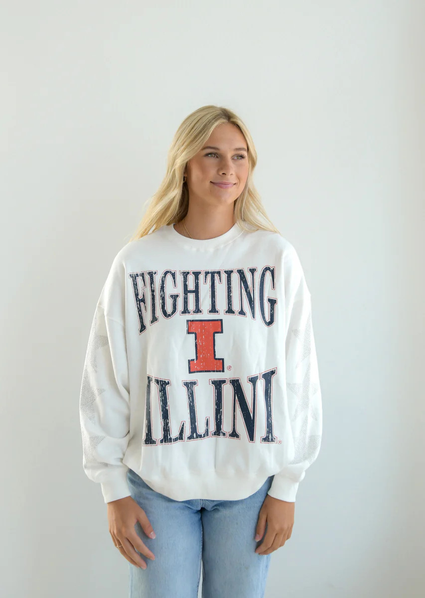 Illinois Wynn Star Sleeve OS Fleece Crew | Gameday Social
