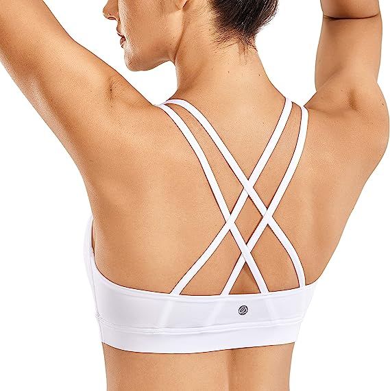 CRZ YOGA Strappy Padded Sports Bra for Women Activewear Medium Support Workout Yoga Bra Tops | Amazon (US)