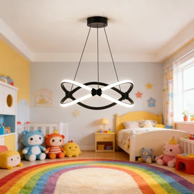 Modern LED Chandelier With Remote Control, 3-Color Dimmable Adjustable Height Pendant Light, Circular Ring Design For Dining Room Kitchen Island Livin | Wayfair North America